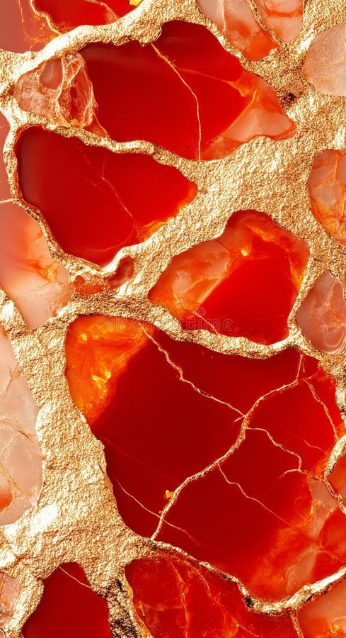 Vibrant red and gold abstract design with textured accents. A vibrant red and gold abstract design featuring textured accents, creating an elegant and luxurious visual experience with intricate and dynamic contrasts. AI generated