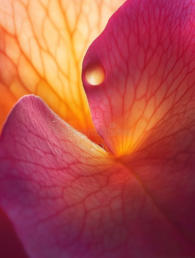 Vibrant Roz Rose Petal Macro Fotografie Imagine cu frunză roșie de artă moale, cu aspect viu stock illustration