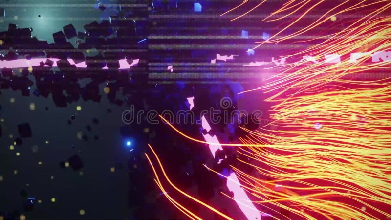 Vibrant Résumé Lignes et particules d'énergie numérique traversent un cyberespace futuriste illustration de vecteur
