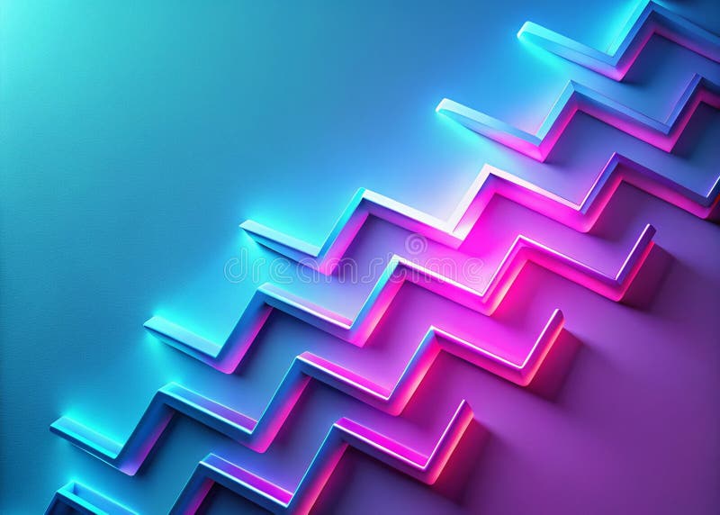 Fundal vibrant în stil retro anii '90, cu gradient albastru pastel, linii dinamice în zig-zag și forme jucăușe mov A vector illustration