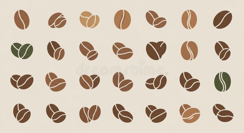 Stylized Coffee Beans Seamless Pattern Illustration stock illustration