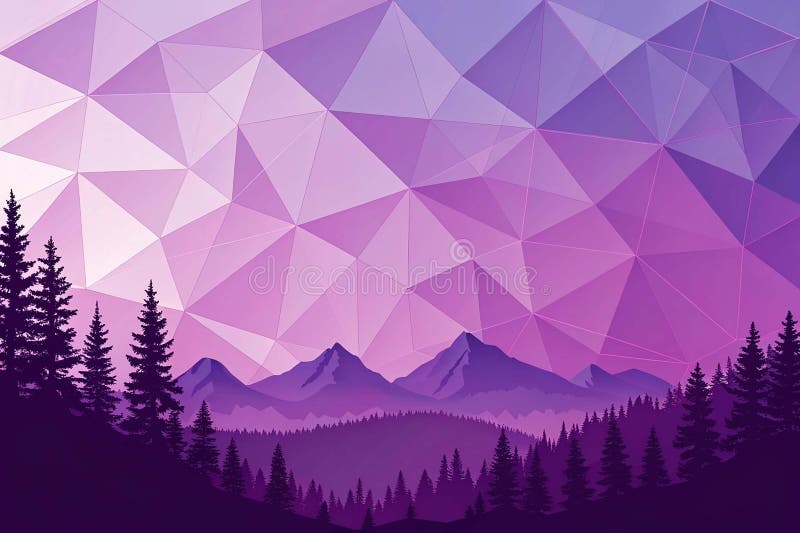 Vibrant Shades of Purple Low Poly Geometric Background stock illustration
