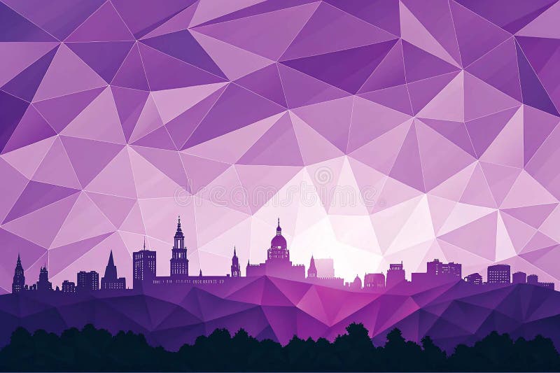 Vibrant Shades of Purple Low Poly Geometric Background stock illustration