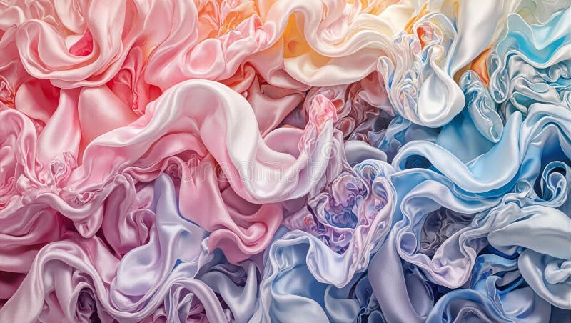 Vibrant silk ribbons flow in harmonious waves vector illustration