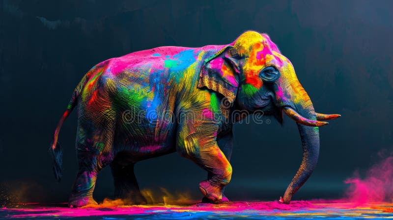 Vibrant Spectrum - Colorful Elephant in Artistic Expression Stock ...