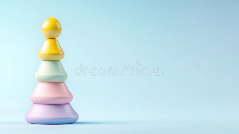 Vibrant stack of colorful plastic toy bricks on a blue background, playful invitation to creative building and imaginative stock illustration