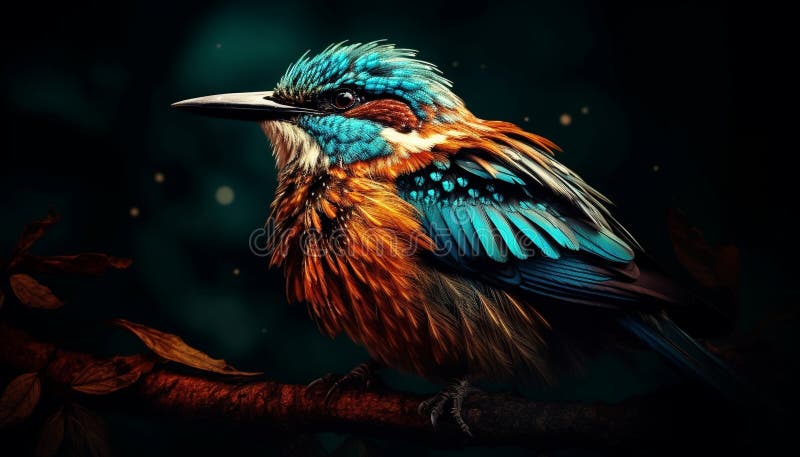 Vibrant starling perching on green tree branch generated by AI vector illustration