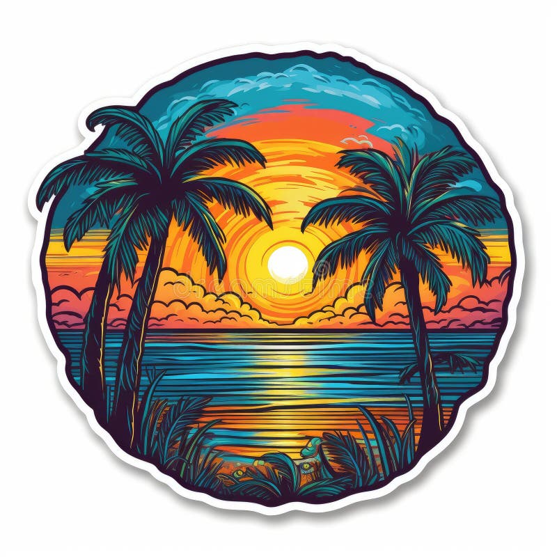 Palm Tree Sunset Sticker