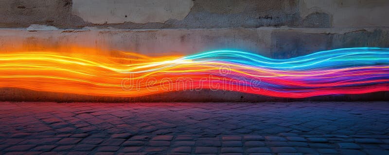 A vibrant swirl of colorful light trails stock illustration