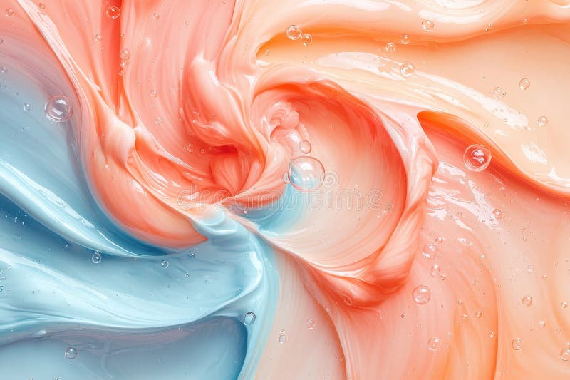 Vibrant swirl of colorful liquid with fluid motion and bubbles. This image showcases a mesmerizing swirl of colorful liquid in three-dimensional motion, featuring vibrant shades of pink and blue. Enhanced by the presence of bubbles, the abstract design conveys a sense of fluidity and dynamic energy, perfect for concepts of creativity, motion, and vivid imagination. AI generated