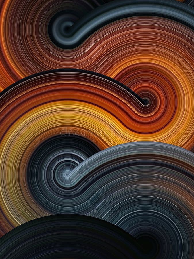 Vibrant Swirling Abstract Art with Warm Tones and Dynamic Curved Patterns in a Fluid Design stock photos