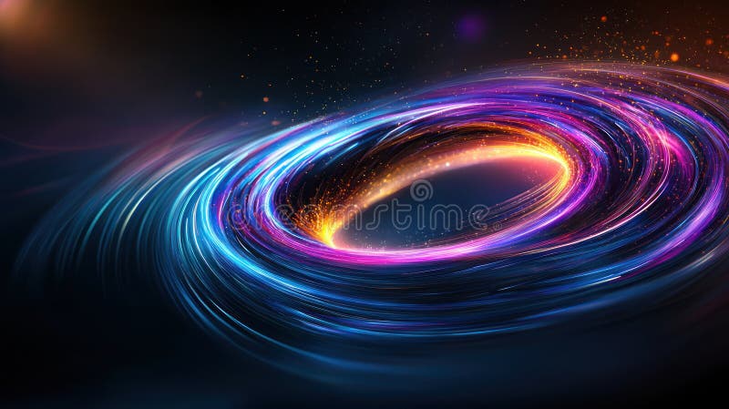 Vibrant swirling lights create abstract cosmic effect, evoking wonder royalty free stock image