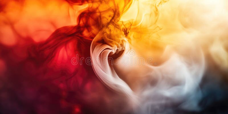 Vibrant swirling smoke in warm hues stock illustration