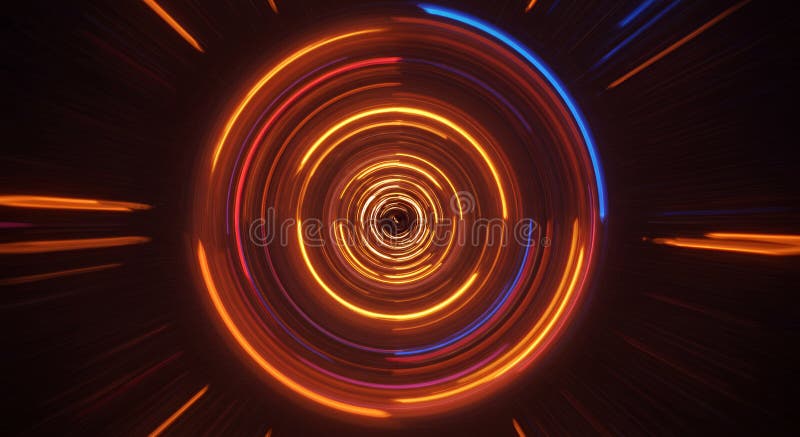 Vibrant Swirling Vortex-tunneln i Concentric Circles och Kaleidoscopic Background royaltyfri illustrationer