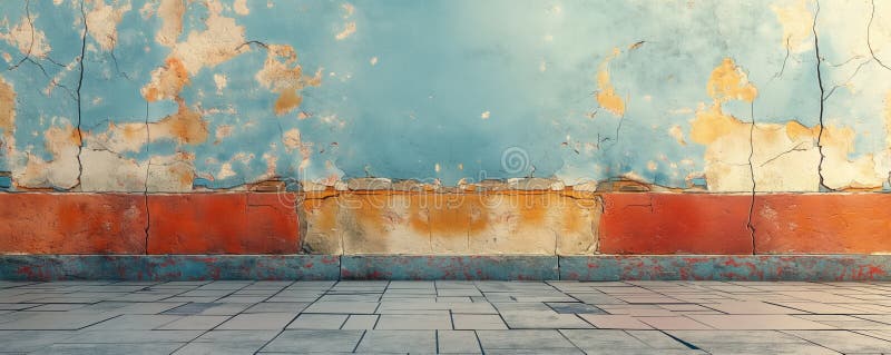 Aged wall with peeling blue paint texture royalty free stock photo