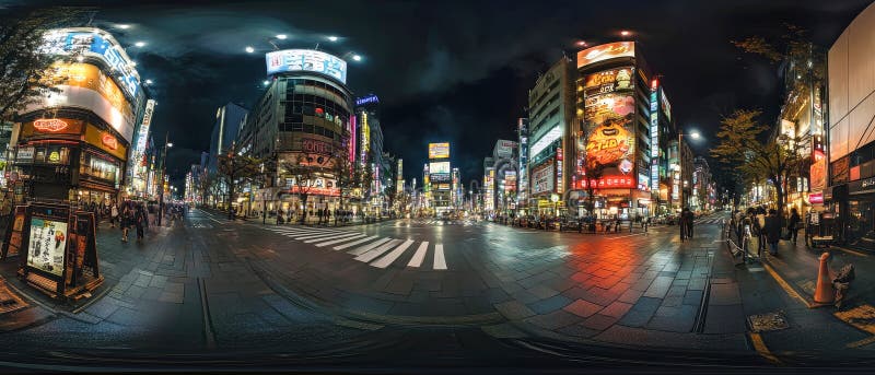 Vibrant Tokyo Night Street piena di neon e energia esplosiva nella capitale giapponese illustrazione di stock