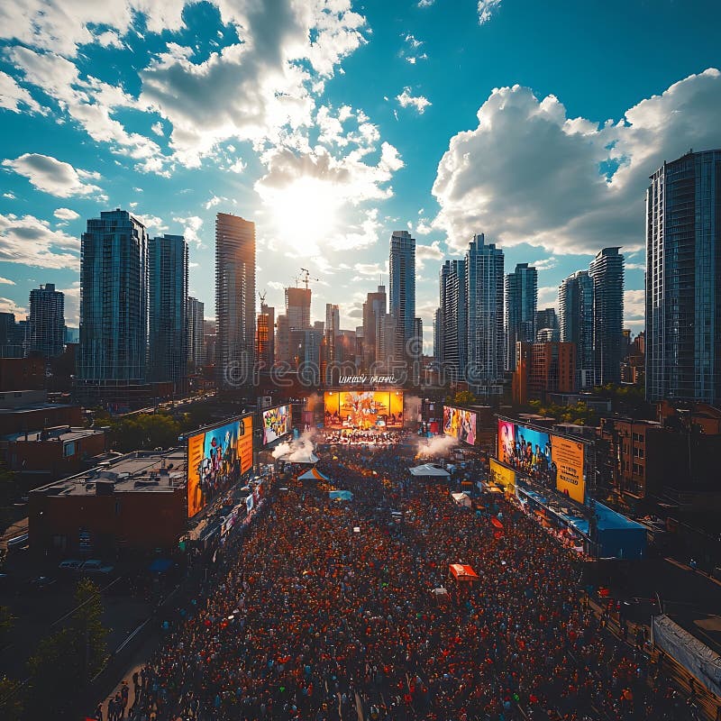 Diverse Crowd Enjoying a Music Festival