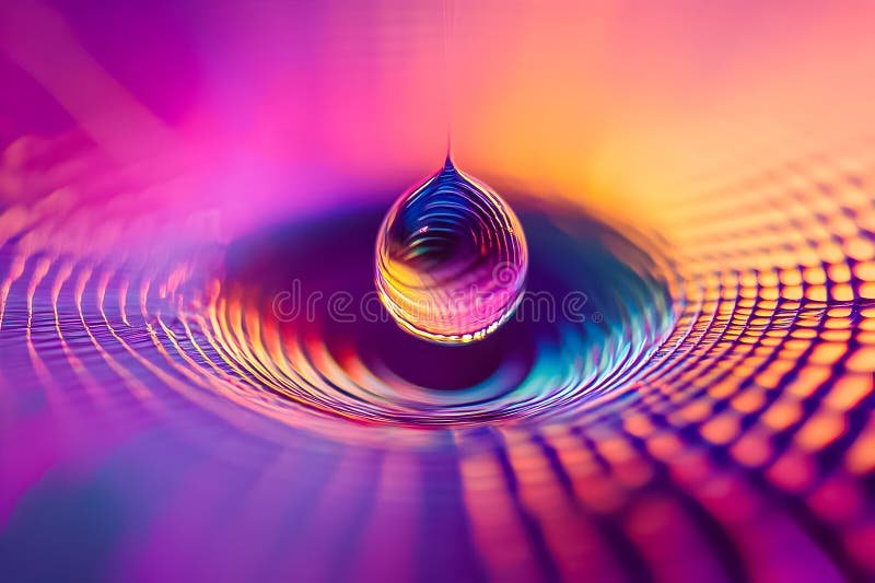 Vibrant water droplet creating colorful ripples in a mesmerizing abstract background vector illustration