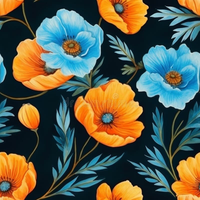 Vibrant watercolor poppy flowers in beautiful composition for artistic design and creativity stock illustration