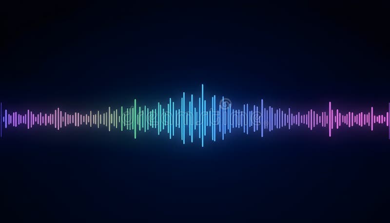 A vibrant waveform visualization against a dark solid blue background vector illustration