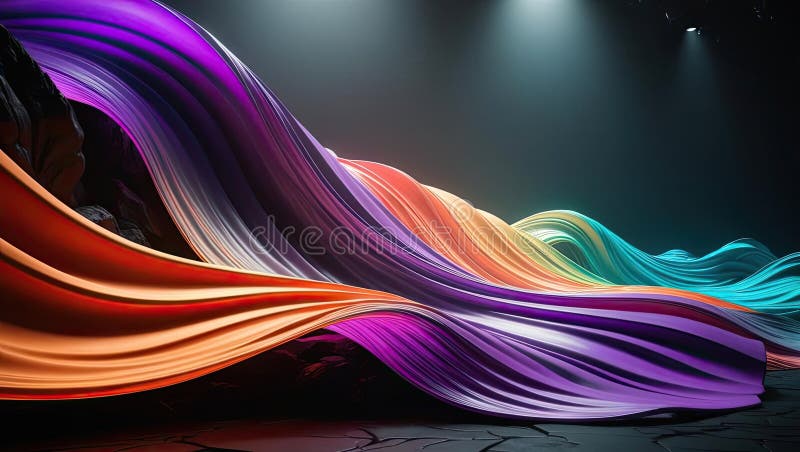 Vibrant Waves of Gradient Hues in Motion stock illustration