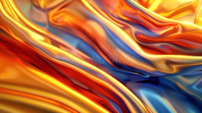 Vibrant waves of orange, blue, and gold create a mesmerizing abstract tapestry vector illustration