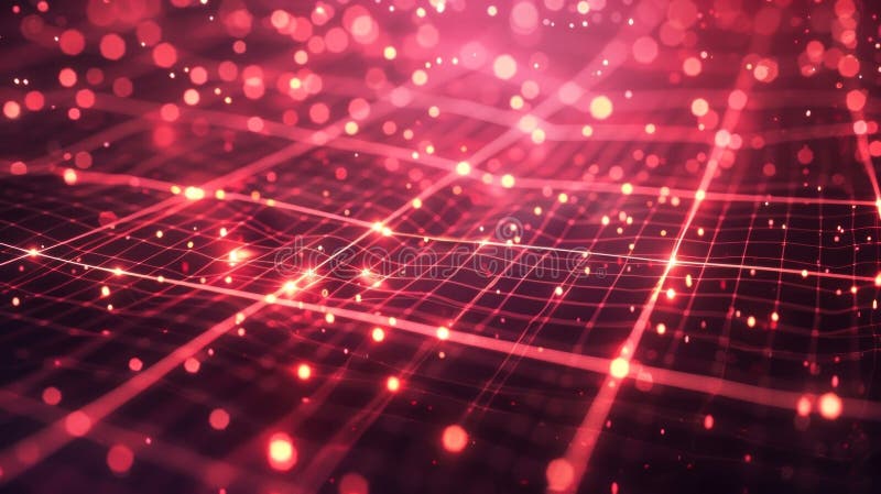 Vibrant waves of pink and purple lights create a mesmerizing digital space, full of energy and futuristic vibes stock illustration