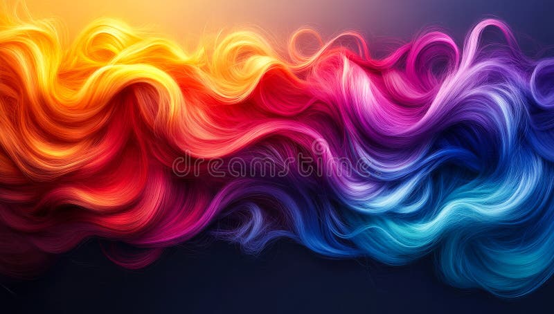 Vibrant, wavy strands of colorful hair royalty free stock photos