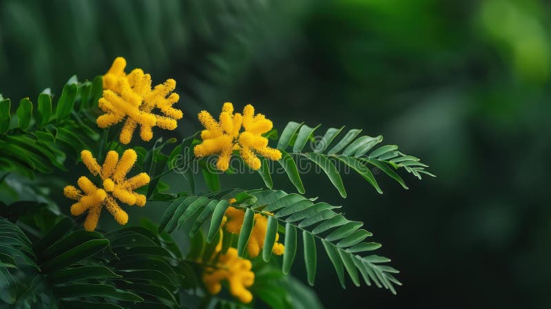 Vibrant yellow mimosa blommor blommar på ett vackert sätt och förebådar vårens och duschens natur splendor vektor illustrationer