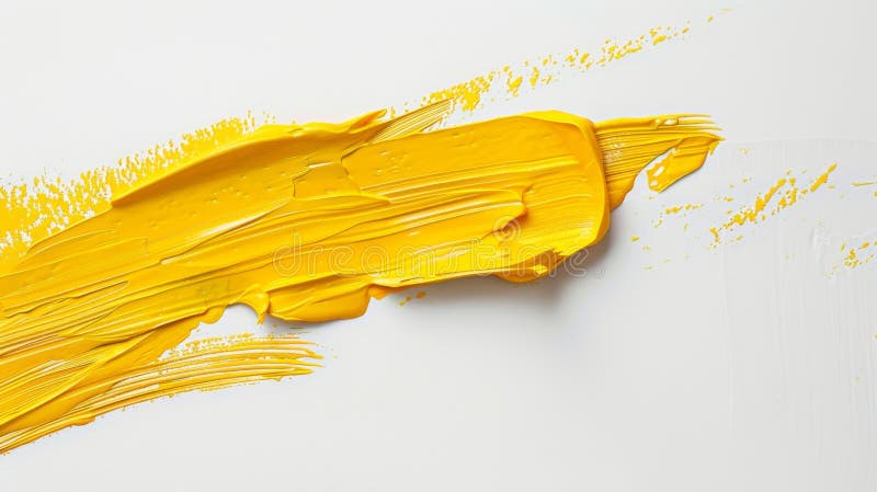 Vibrant Yellow Paint Stroke on White Background, Generative AI royalty free stock photos