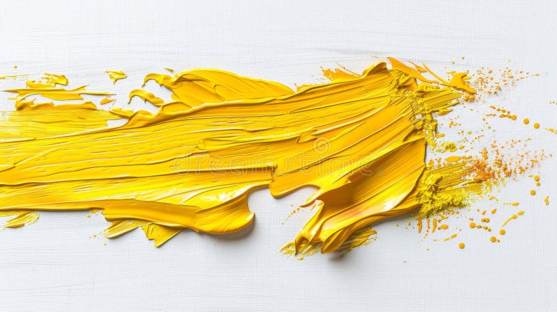 Vibrant Yellow Paint Strokes on Canvas - Generative AI royalty free stock photos