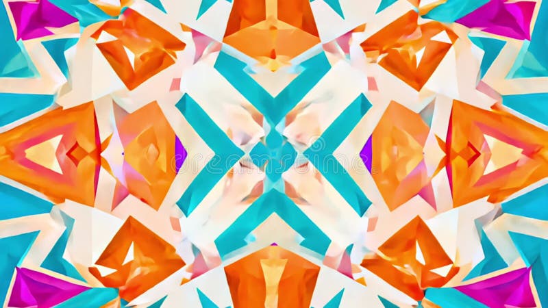 Vibranta geometriska kaleidoskopmönster utvecklas i dynamisk övergångssekvens stock illustrationer