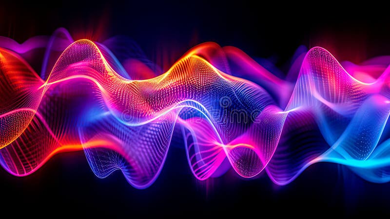 Vibrante pattern di onde luminose astratte su sfondo scuro perfetto per la tecnologia arte digitale e i progetti creativi royalty illustrazione gratis