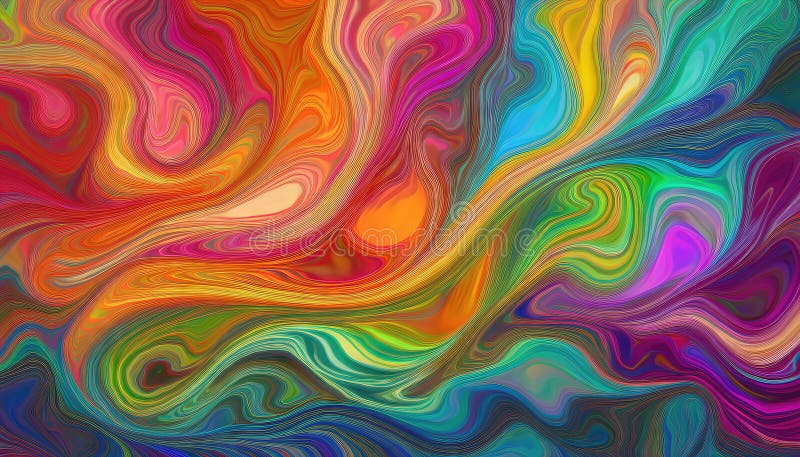 Vibrantes batidos de color A Kaleidoscópico Abstracción mostrando una interacción mesmerizante de matices y texturas que evocan un ilustración del vector