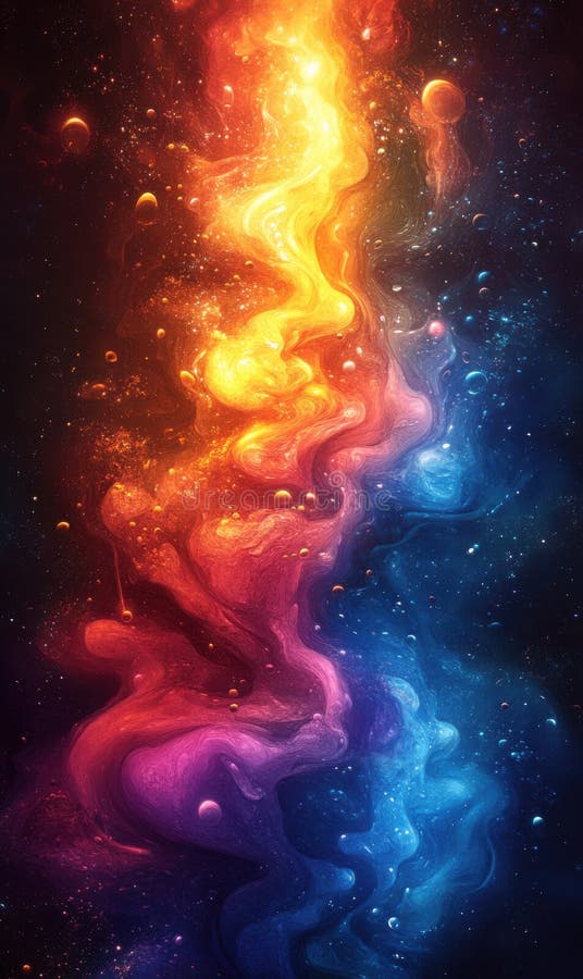 Vibrerande kosmisk färgrotation i djupt utrymme med celestielement royaltyfri fotografi