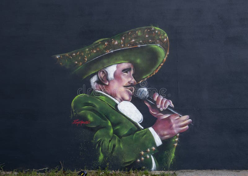 Pictured is a mural by Ponchaveli featuring Vicente Fernandez, on the wall of Maxi Tax Services on Fort Worth Avenue in Oak Cliff, Texas. Vicente `Chente` FernÃ¡ndez GÃ³mez born 1940 is a Mexican retired singer, actor, and film producer. Nicknamed `El Rey de la MÃºsica Ranchera` The King of Ranchera Music, he is a cultural icon, having recorded more than 50 albums and contributed to more than 30 films. Theo Ponchaveli is a self-taught artist and visionary who began oil painting in 2006, without any formal training. His unique ability to portray iconic celebrities and every day people has captured viewers with an unspoken depth.