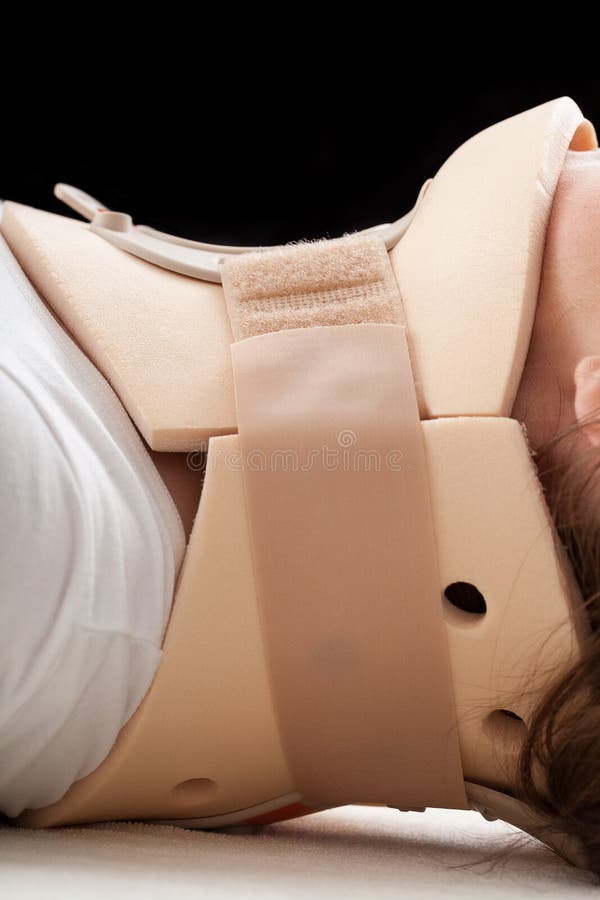 Victim of Car Crash in Cervical Collar Stock Image Image of care