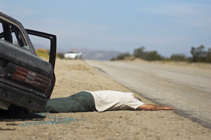 Victime d'un Accident de Voiture photo stock