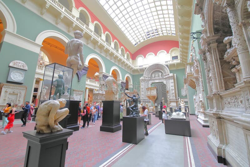 People visit Victoria Albert museum London UK