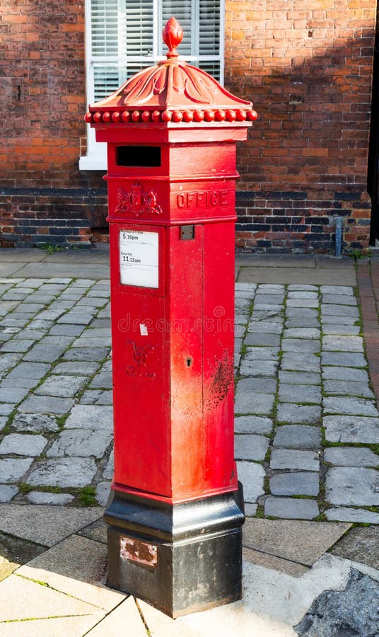 Victoria Era Red Post Office Mailbox in Street Stock Image Image of