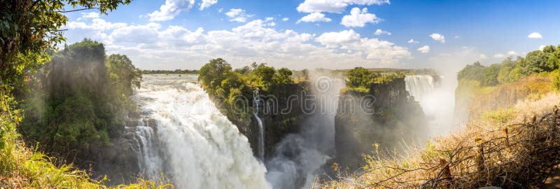 Victoria Falls Africa Panorama stock afbeeldingen Victoria Falls Africa Panorama stock afbeeldingen