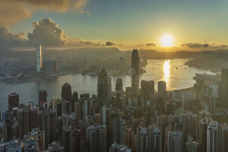 Victoria Harbor van Hong Kong City royalty-vrije stock foto Victoria Harbor van Hong Kong City royalty-vrije stock foto