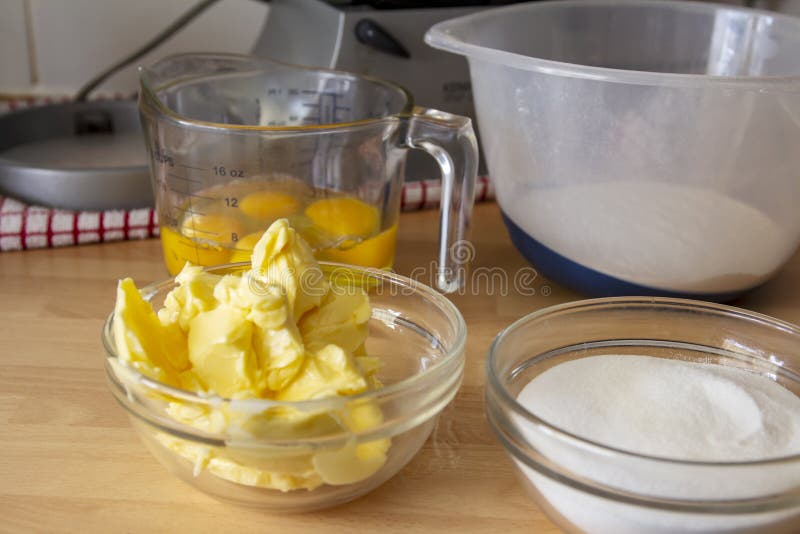 Victoria Sponge Ingredients Ready To Mix Stock Photo Image of