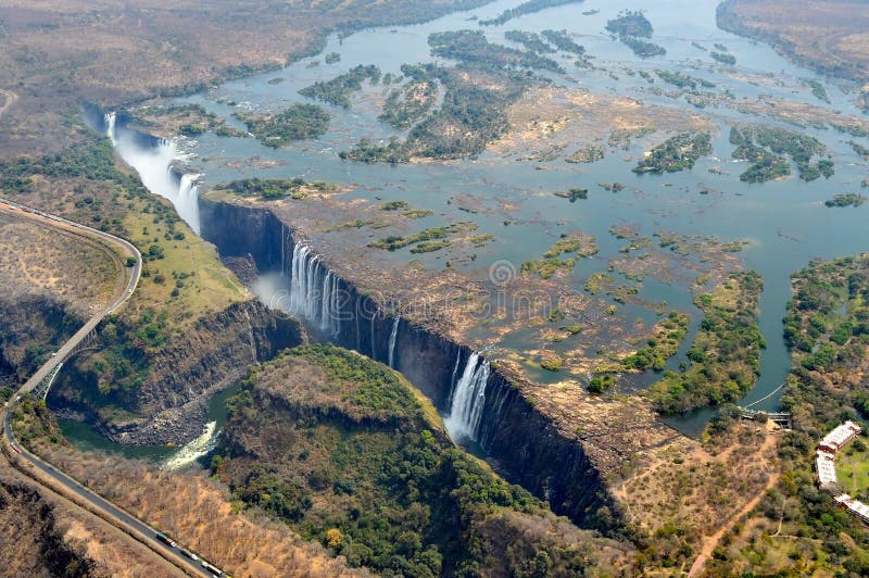 Victoria Waterfall Aerial View Falls lizenzfreie stockfotos Victoria Waterfall Aerial View Falls lizenzfreie stockfotos