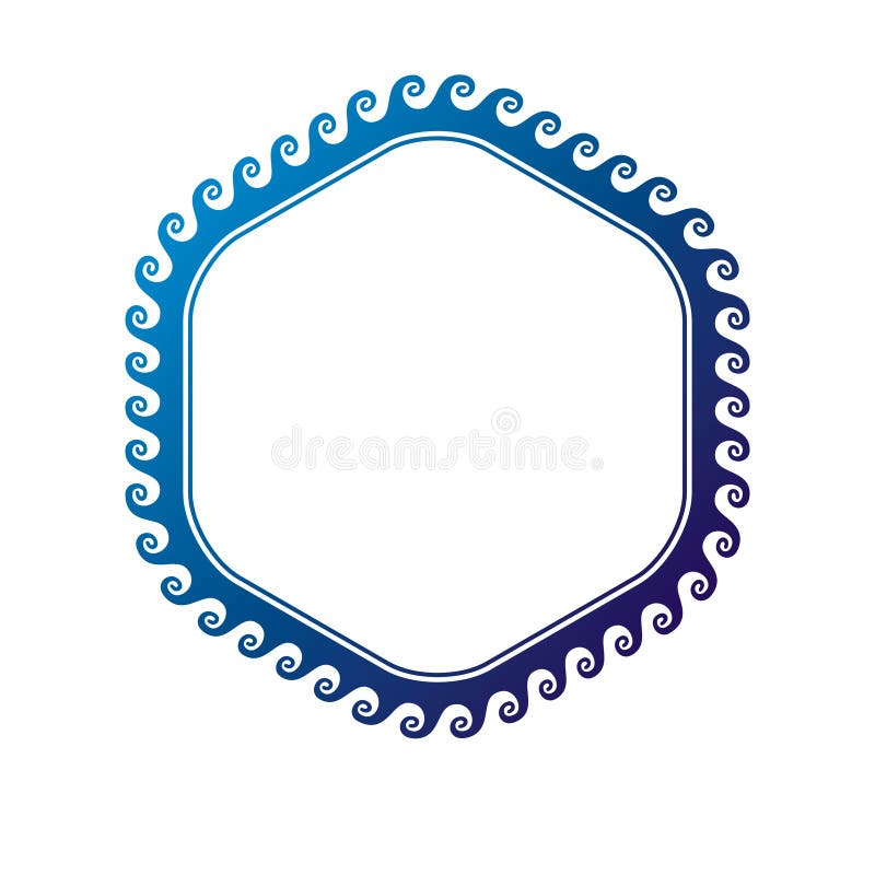 Victorian art vector circular frame with blank copy space created using ocean waves decoration and curvy ornate. Heraldic template stock illustration Victorian art vector circular frame with blank copy space created using ocean waves decoration and curvy ornate. Heraldic template stock illustration