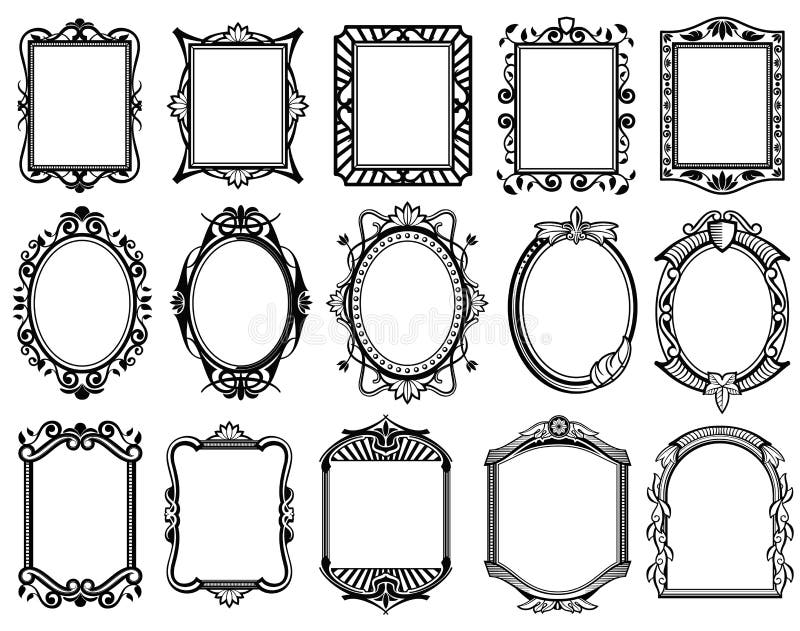 Victorian del vintage, Barroco, marco rococó para el espejo, menú, colección del vector del diseño de tarjeta