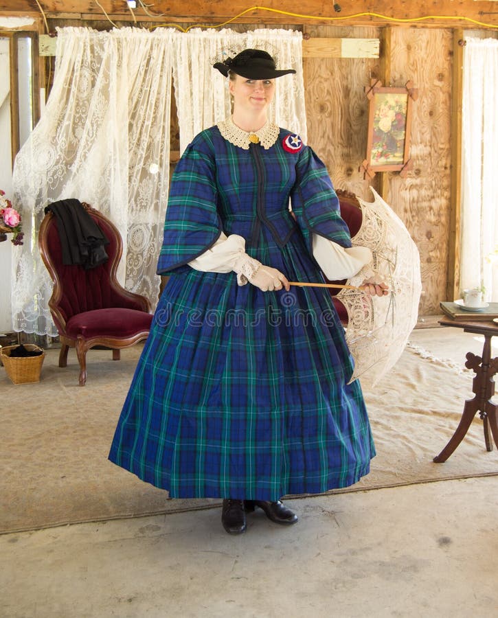 Buchanan, VA - April 26; Women in dressed in Civil War period clothing in a Victorian Fashion Show at the Buchanan Civil War History Weekend on April 26, 2014, Buchanan, Virginia, USA.