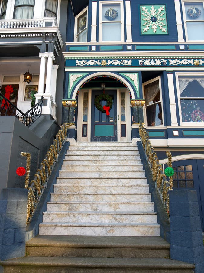 Victorian house entrance with Christmas decoration