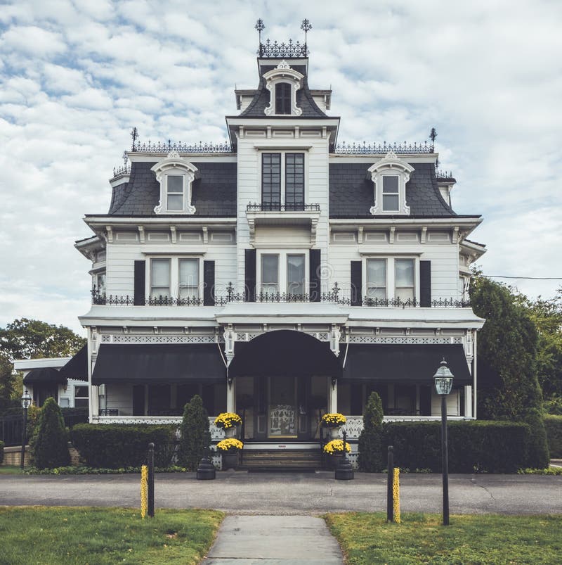 Victorian style funeral home ornate with unique crow`s nest i