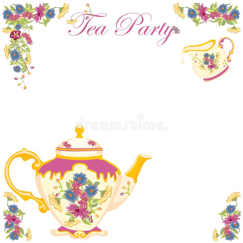 Victorian Tea Pot Tea Party Invitation Stock Vector Illustration of